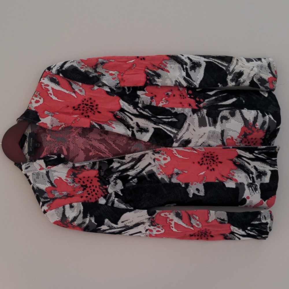 St. John knitted blazer, size 8, floral design (pink, white, black).